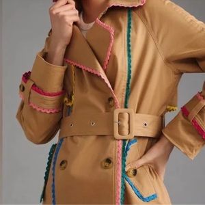 7 for All Mankind Trench Coat Trimmed Bric Brac sz xs